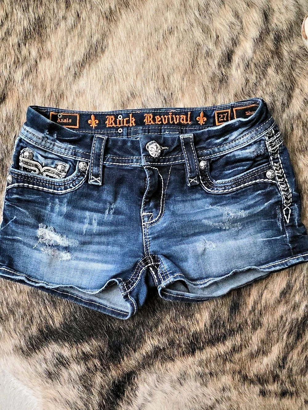 Rock Revival Short Denim Jean Shorts Waist 27